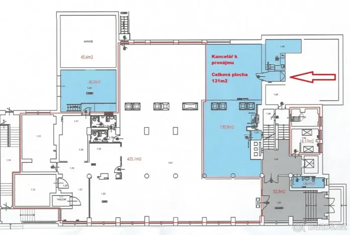 Pronájem kanceláře, Šumperk, Dr. E. Beneše, 130 m2