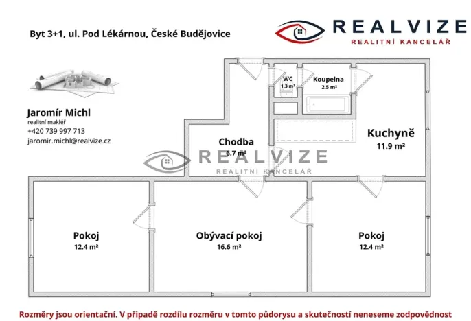 Prodej bytu 3+1, České Budějovice, Pod Lékárnou, 65 m2