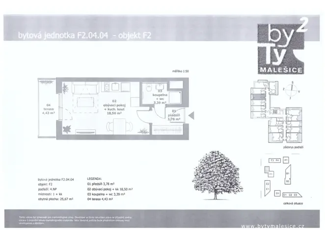 Pronájem bytu 1+kk, Praha - Malešice, Nad úžlabinou, 24 m2