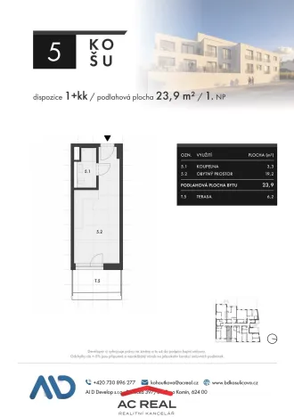 Prodej bytu 1+kk, Brno, Košuličova, 24 m2