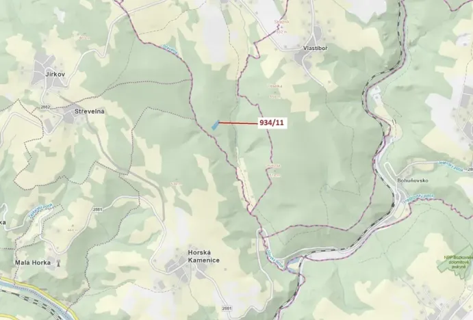 Dražba lesa, Jílové u Držkova, 3439 m2