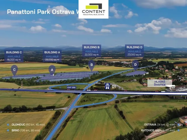 Pronájem skladu, Hladké Životice, Kujavská, 19200 m2