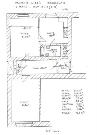 Pronájem bytu 2+1, Praha - Libeň, Zenklova, 74 m2