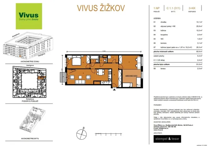 Prodej bytu 3+kk, Praha - Žižkov, Budovcova, 92 m2