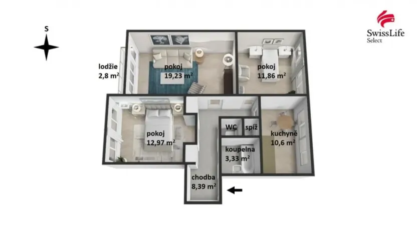 Prodej bytu 3+1, Třebíč, Schöllhornova, 68 m2