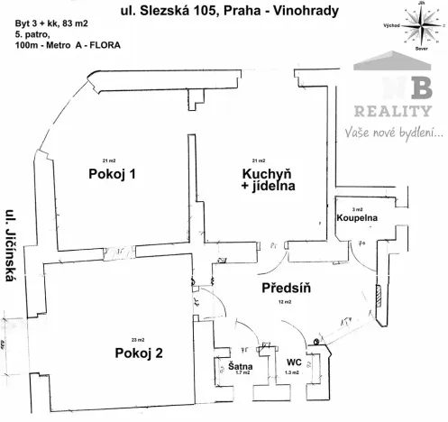 Pronájem bytu 2+kk, Praha - Vinohrady, Slezská, 83 m2