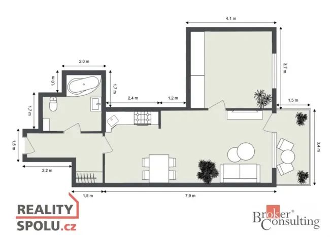 Pronájem bytu 2+kk, Liberec - Liberec VI-Rochlice, Nádvorní, 56 m2