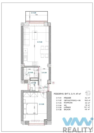 Pronájem bytu 2+kk, Ostrava, 30. dubna, 47 m2
