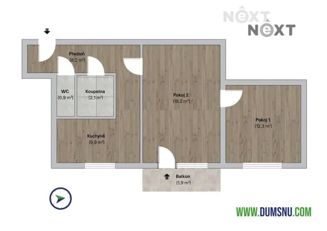 Pronájem bytu 2+1, Přerov, bří Hovůrkových, 51 m2