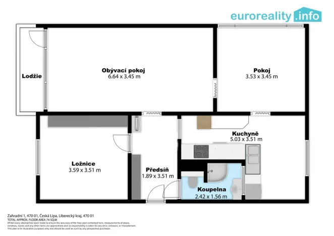 Prodej bytu 3+1, Česká Lípa, Zahradní, 70 m2