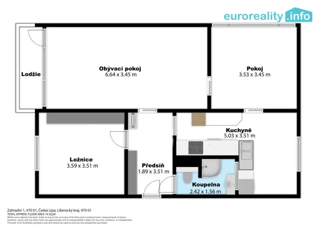 Prodej bytu 3+1, Česká Lípa, Zahradní, 70 m2