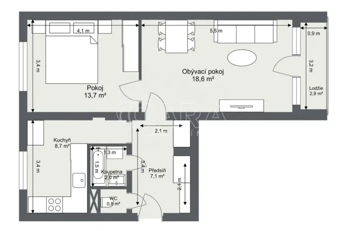 Prodej bytu 2+1, Praha - Strašnice, Kružberská, 51 m2