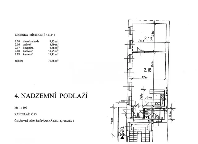 Pronájem bytu 2+kk, Praha - Nové Město, Štěpánská, 65 m2