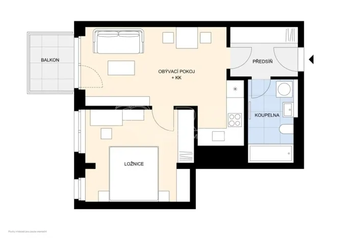 Pronájem bytu 2+kk, Kralupy nad Vltavou, Nádražní, 44 m2