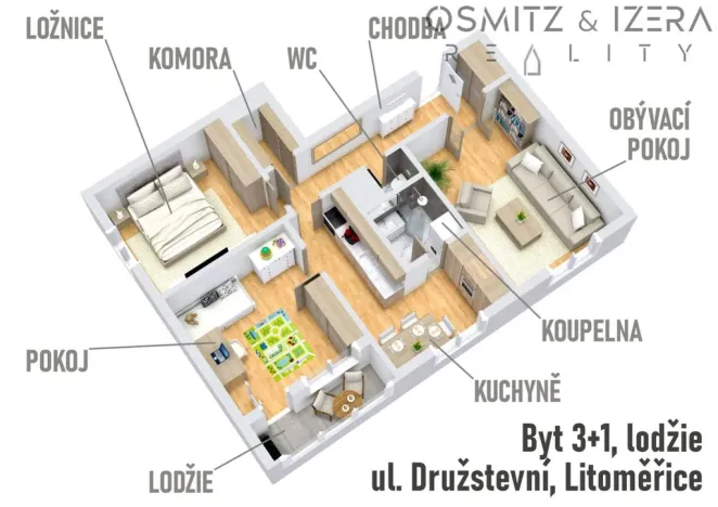 Prodej bytu 3+1, Litoměřice - Předměstí, Družstevní, 70 m2