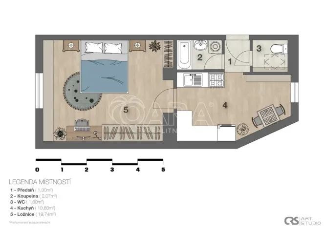 Pronájem bytu 2+kk, Praha - Braník, Pod vinohradem, 38 m2