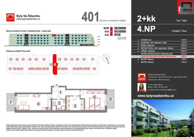 Prodej bytu 2+kk, Olomouc - Nová Ulice, Třída Jiřího Pelikána, 74 m2
