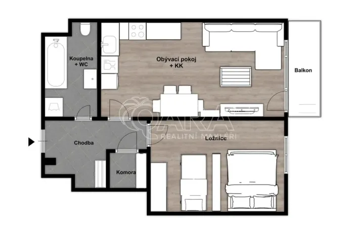 Pronájem bytu 2+kk, Praha - Dolní Měcholupy, Honzíkova, 60 m2