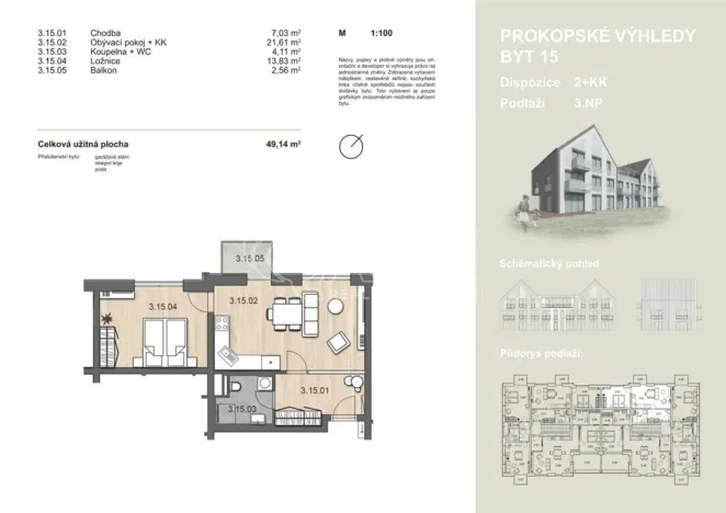 Prodej bytu 2+kk, Praha - Hlubočepy, Ke Smíchovu, 47 m2