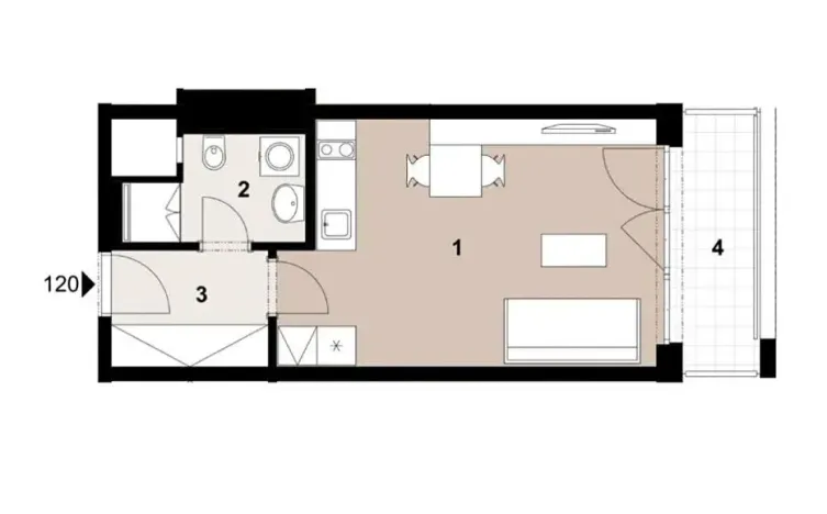 Pronájem bytu 1+kk, Praha - Hloubětín, Poděbradská, 32 m2