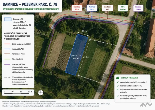 Prodej zahrady, Damnice, 552 m2