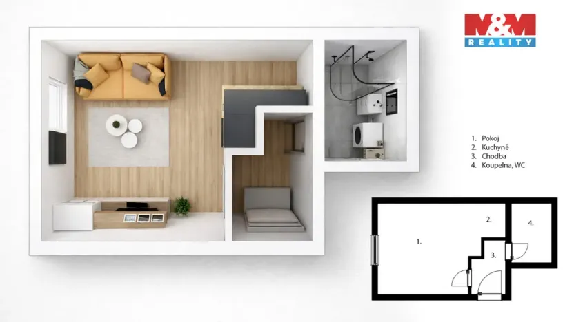 Pronájem bytu 1+kk, České Budějovice - České Budějovice 3, Rudolfovská tř., 23 m2