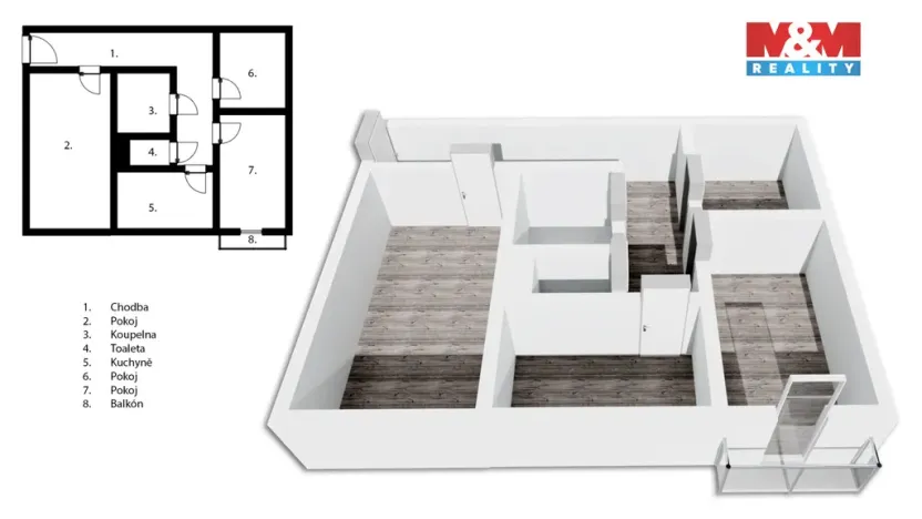 Prodej bytu 3+1, Brno - Židenice, Bořetická, 71 m2