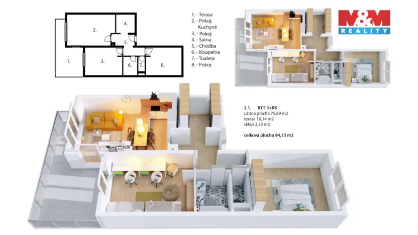 Prodej bytu 3+kk, Mladá Boleslav - Mladá Boleslav II, Husova, 75 m2