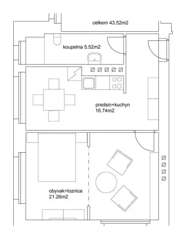 Pronájem bytu 2+kk, Praha - Karlín, Pernerova, 44 m2