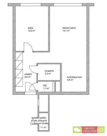 Pronájem bytu 2+kk, Praha, Ctěnická, 39 m2