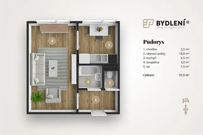 Pronájem bytu 2+kk, Most, Javorová, 31 m2
