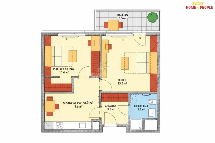 Prodej bytu 2+1, Praha - Hlubočepy, Gollové, 51 m2