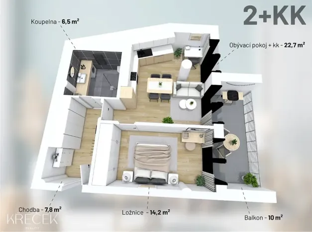Pronájem bytu 2+kk, Třebíč, Tomáše Bati, 55 m2