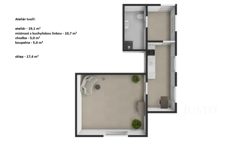 Pronájem atypického bytu, Praha - Šeberov, Na proutcích, 33 m2