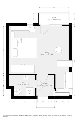 Pronájem bytu 1+kk, Brno, Francouzská, 30 m2