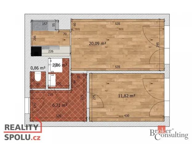 Pronájem bytu 2+kk, Praha - Záběhlice, Přespolní, 45 m2
