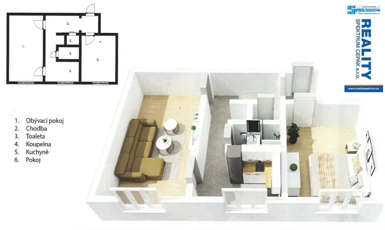 Pronájem bytu 2+1, Český Krumlov, Sídliště Plešivec, 58 m2