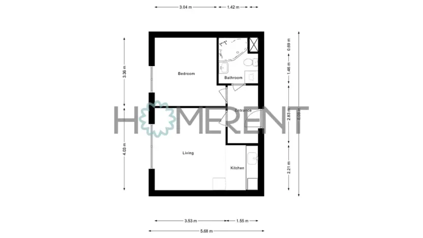 Pronájem bytu 2+kk, Praha - Vršovice, Přípotoční, 43 m2