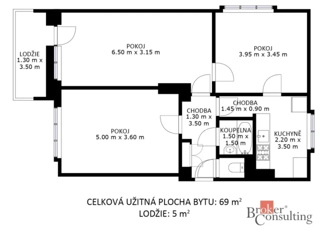 Prodej bytu 3+1, Břeclav - Poštorná, Hájová, 74 m2