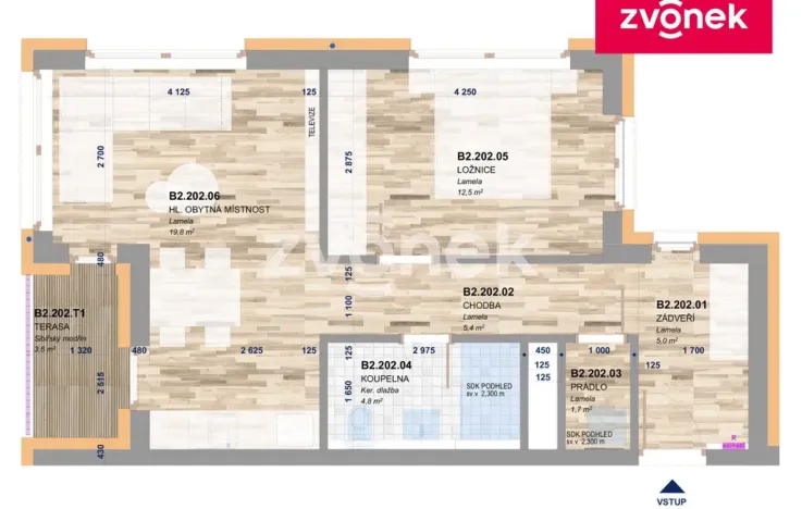 Pronájem bytu 2+kk, Zlín, Smetanova, 57 m2