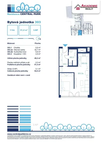 Pronájem bytu 2+kk, Brno, Lidická, 54 m2