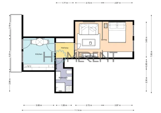 Pronájem bytu 1+1, Praha - Smíchov, Plzeňská, 45 m2