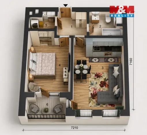 Pronájem bytu 2+kk, Praha - Uhříněves, Karla Guta, 49 m2