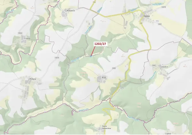 Dražba lesa, Čestín, 2055 m2