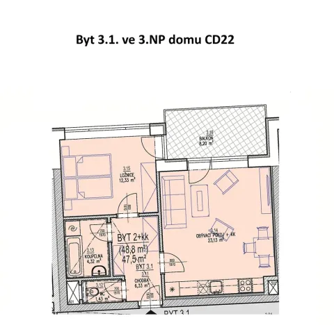 Prodej bytu 2+kk, Brno, Chvalovka, 49 m2