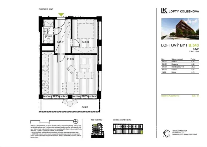 Prodej bytu 2+kk, Praha - Vysočany, Kolbenova, 44 m2