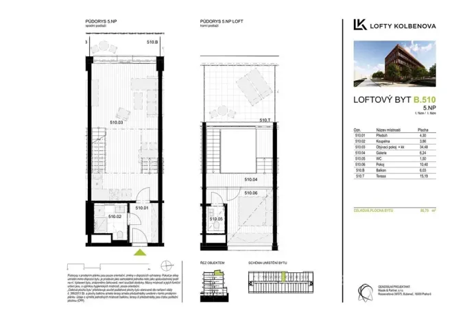 Prodej bytu 2+kk, Praha - Vysočany, Kolbenova, 60 m2