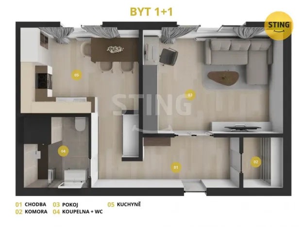 Pronájem bytu 1+1, Opava, 17. listopadu, 38 m2