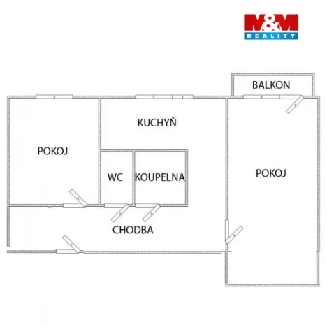 Prodej bytu 2+1, Zlín - Malenovice, třída Svobody, 51 m2
