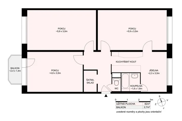 Prodej bytu 3+1, Tábor, 83 m2